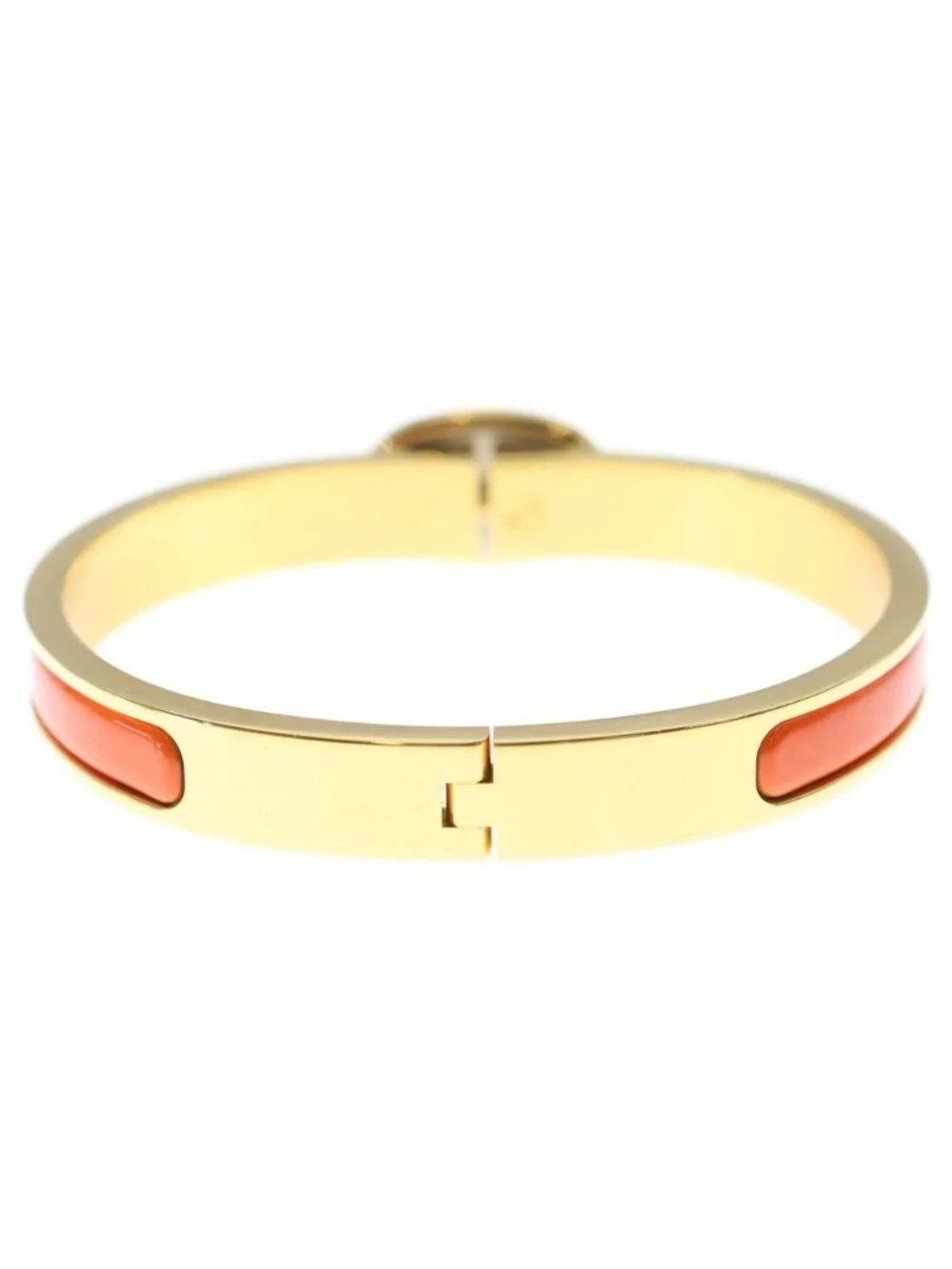 Hermes Mini Click Chaine D'ancre Bangle Bracelet Orange Gold